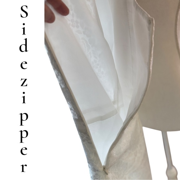 John Meyer Collection  Plus Size Jacquard Floral Textured White Formal Dress - Picture 8 of 15